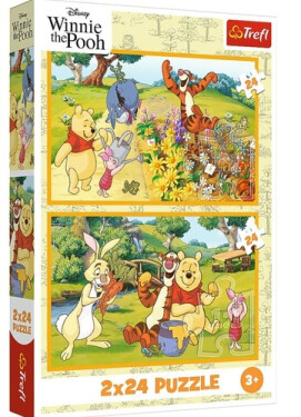 Puzzle Medvídek Pú Den v zahradě 2x24 dílků