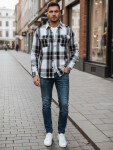 Pánská kostkovaná flanelová košile DX2673 černobílá - FashionStreet M