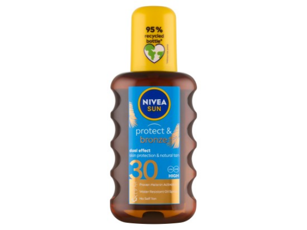 Nivea Sun Protect & Bronze Olej na opalování ve spreji podporující zhnědnutí OF 30 200 ml
