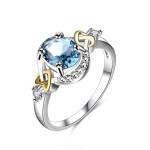 Prsten Swarovski Elements Santini Luxus Elegance srdíčko, Světle modrá