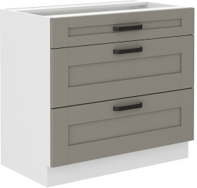Spodní skříňka Luna 80 D 3S BB - Premium Box Barva korpusu: Bílá, Barva dvířek: Clay Grey