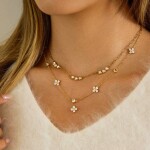 ELENYS Floral Shine – pozlacený náhrdelník 18K žluté zlato Délka: 44+5 cm / max. 49 cm