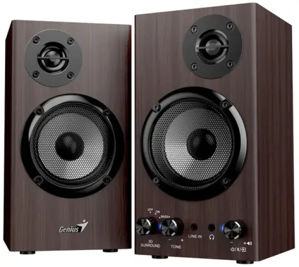 Genius SP-HF520BT hnědá / reproduktory / 20W / 2.0 / dřevěný box (31730054401)