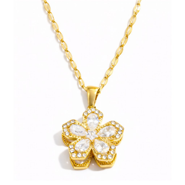 ELENYS Floraya Spinner Crystal – pozlacený náhrdelník 18K žluté zlato Délka: 40+5 cm / max. 45 cm