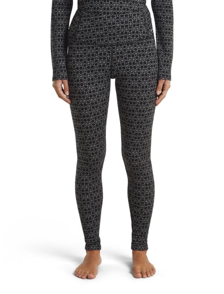 Dámské merino spodky ICEBREAKER Wmns Merino 260 Tech Vertex High Rise Leggings AlpGeo, Black/Snow/J velikost: L
