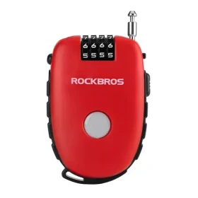 Rockbros 32420981001 červená / Zámek na kolo / Výsuvné ocelové lanko