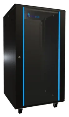 Extralink Rack 22U černá / Stojanový rozvaděč / 19" / Šířka 600 mm / Hloubka 600 mm / nosnost 600 kg / skleněné dveře (EX.14381)