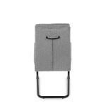 Židle jídelní, taštičkové pružiny v sedáku, madlo na opěráku, světle šedá látka, černý kov