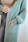 Dlouhý svetr kardigan světle mátový UNI