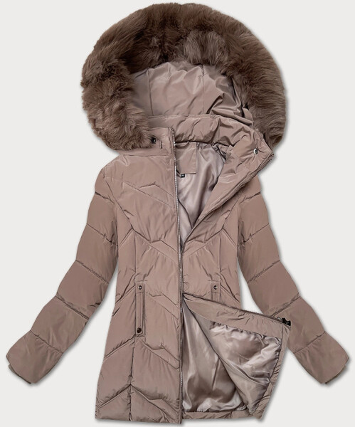 Dámská plus size zimní bunda s kapucí S'west cocoa (B8300-48) odstíny hnědé 52