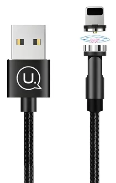 USAMS US-SJ472 U59 černá / Nabíjecí kabel / Lightning / Magnetický / 2.1A / Opletený 1m (SJ472USB01)