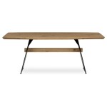 Stůl jídelní, 200x100 cm,masiv dub, zkosená hrana, kovová noha, černý lak