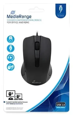 MediaRange MROS210 černá / Optická myš / 1000 DPI / USB / 3 tlačítka / 1,5 m (MROS210)