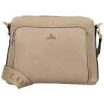 Trendy dámská koženková crossbody kabelka Chiara, tmavě béžová