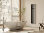 CERANO - Koupelnový radiátor Bertini - háčky na ručníky - boční připojení - 380 W - černá matná - 1400x351 mm CER-291027