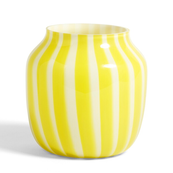 HAY Skleněná váza Juice Wide Yellow, žlutá barva, sklo