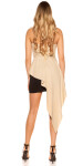 Sexy KouCla bandeau mini dress high low peplum BEIGE