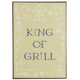 Ib Laursen Plechová cedule King of Grill, zelená barva, kov