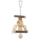 TRIXIE Living Toy provaz a zvoneček / Hračka pro korely / dřevo, kov, bavlna / 20 cm (G12-58961)