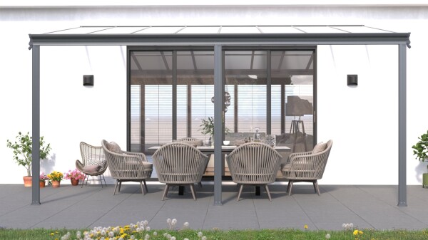 Hliníková pergola LanitPlast Wall 43 FSX antracit + čirý PC