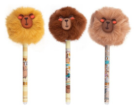 Gumovatelné pero Pom-Pom - Kapybara, modrá náplň (mix)