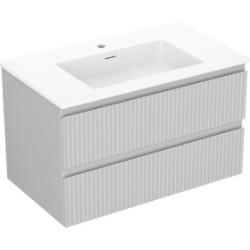 MEXEN/S - Rivel koupelnová skříňka 80 cm s umyvadlem Otis, 2 zásuvky, reliéf , šedá mat/bílá mat 91A20-08047-2-BFF62-W18M01
