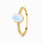 Royal Fashion prsten 14k zlato Vermeil GU-DR23095R-YELLOWGOLD-MOONSTONE-TOPAZ Velikost: 10 (EU: 61-63)