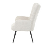 Křeslo "ušák", potah krémová látka, nohy černý kov