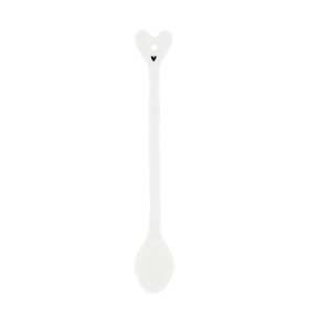 Bastion Collections Keramická lžička LATTÉ plochá bílá 18 5cm LI-SPOON-103-WH