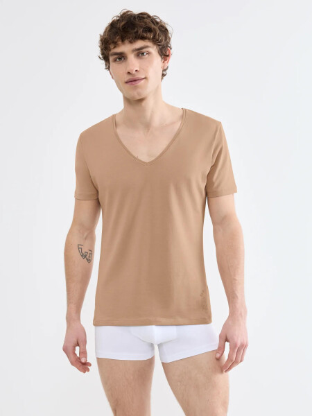 Pánské tričko SLG Base V Neck Shirt tělové Smoked Sand - SLOGGI Smoked Sand L