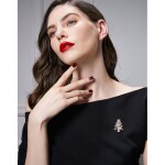 Vánoční perlová brož se zirkony Christmas Tree 11 - vánoční stromeček, Zlatá