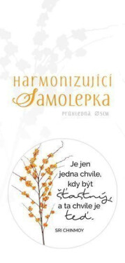 Harmonizující samolepka průhledná Je jen jedna chvíle, kdy být šťastný a ta chvíle je teď. průměr 5 cm - Sri Chinmoy