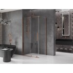 MEXEN/S - Velar sprchový kout 90 x 70, transparent, růžové zlato 871-090-070-01-60