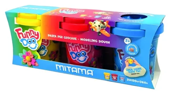 Mitama Funny Doo červená, modrá, žlutá / Modelína / 3x120 g (63848)