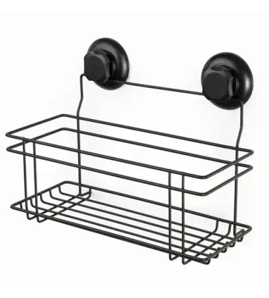 Compactor Bestlock Polička do koupelny s přísavkami černá / bez vrtání / až 12kg (RAN9788)