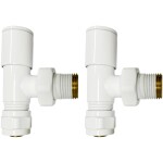 CERANO Připojovací sada radiátorových ventilů - ruční - rohová - 1/2"/PEX 16x2 mm - bílá lesklá