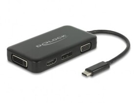 DeLock Adaptér USB-C (M) - VGA (F) HDMI (F) DVI (F) DP (F) černá (63929)