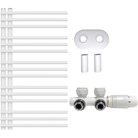 CERANO Koupelnový radiátorový set Burke - ústřední vytápění - asymetrické připojení 50 mm - 348W - bílá matná - 900x500 mm