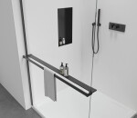 CERANO - Polička/držák na ručníky pro sprchovou zástěnu Walk-In - 8-10 mm - černá matná - 30 až 160 CER-440144