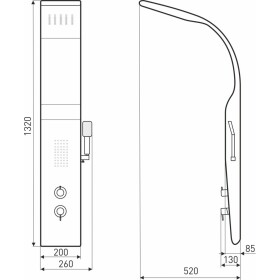 KERRA - Sprchový panel s hydromasáží Enzo 132x20 cm 5907548107527
