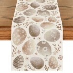 DumDekorace Velikonoční lněný ubrus - běhoun 180 x 33 cm Velikonoční vajíčka / kraslice