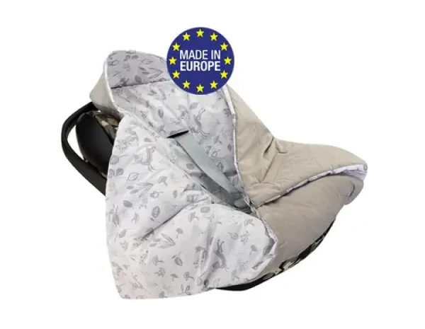 Bomimi Zavinovací deka do autosedačky VELVET lesní zvířátka, šedá (BO2307GRY010)