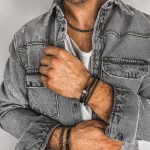 Pánský korálkový náhrdelník Domenico - 6 mm přírodní onyx a tygří oko, Hnědá 47 cm