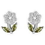 Stříbrné náušnice Amálka - květina, stříbro 925/1000, Bílá/čirá