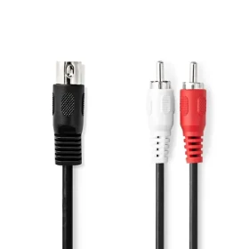 Nedis DIN Audio kabel DIN 5pinová (M) - 2x RCA (M) 1.00 m černá (CAGL20200BK10)