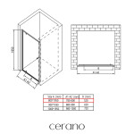 CERANO - Sprchové pivotové dveře Ferri L/P - 6 mm - černá matná, transparentní sklo - 80x195 CER-425632