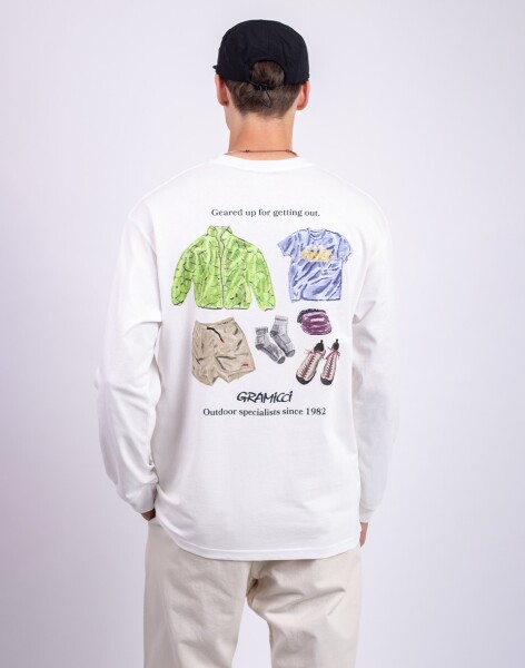 Tričko Gramicci Geared Up L/S Tee WHITE