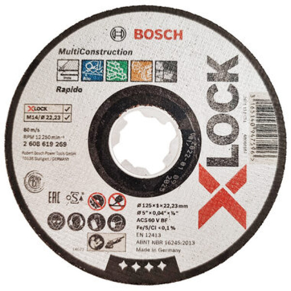 Bosch Ploché řezné kotouče Multi Material systému X-LOCK, 125×1×22,23 ACS 60 V BF, 125 mm, 1,0 mm 26