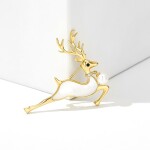 Vánoční brož s perlou - jelen, Zlatá