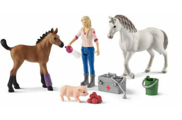 Schleich Farm World 42486 Návštěva lékaře u klisny a hříběte